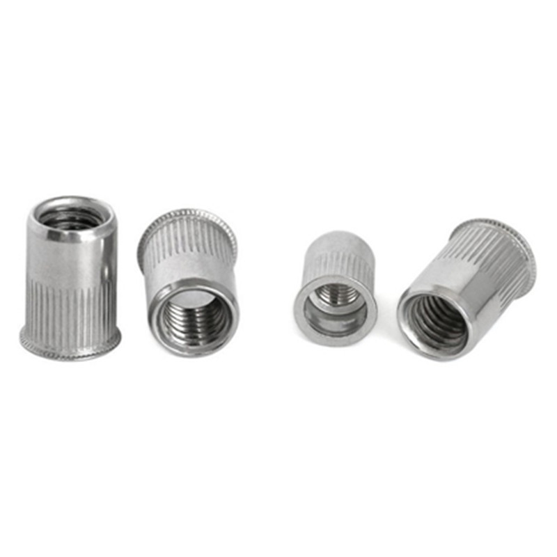 SS Flat Head Round Knurled Ribbed Body Insert Rivet Nut