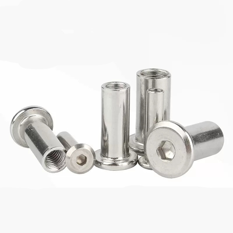 M5 M6 18mm M8 Stainless Steel Allen Flat Hex Nuts Bolt Round Head Open Hole Chicago Sleeve Tube Furniture Nut