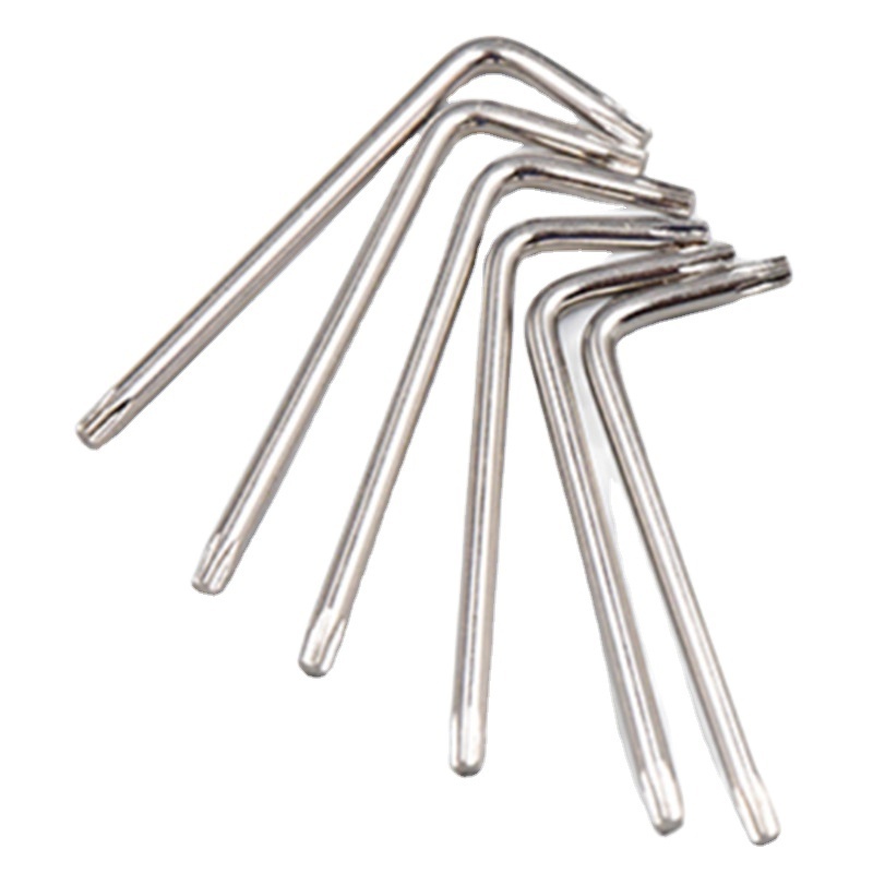 T6/T8/T10/T15/T20/T25/T30 Security Torx Key Wrench Carbon Steel Nickel Plated L Type Star Allen Wrench Without holes