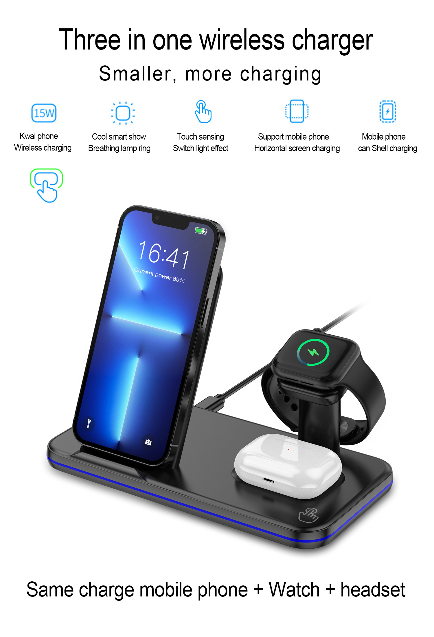 2024 Popular Multifunctional Charger 3 in 1 wireless charging desktop wireless charging station for phone