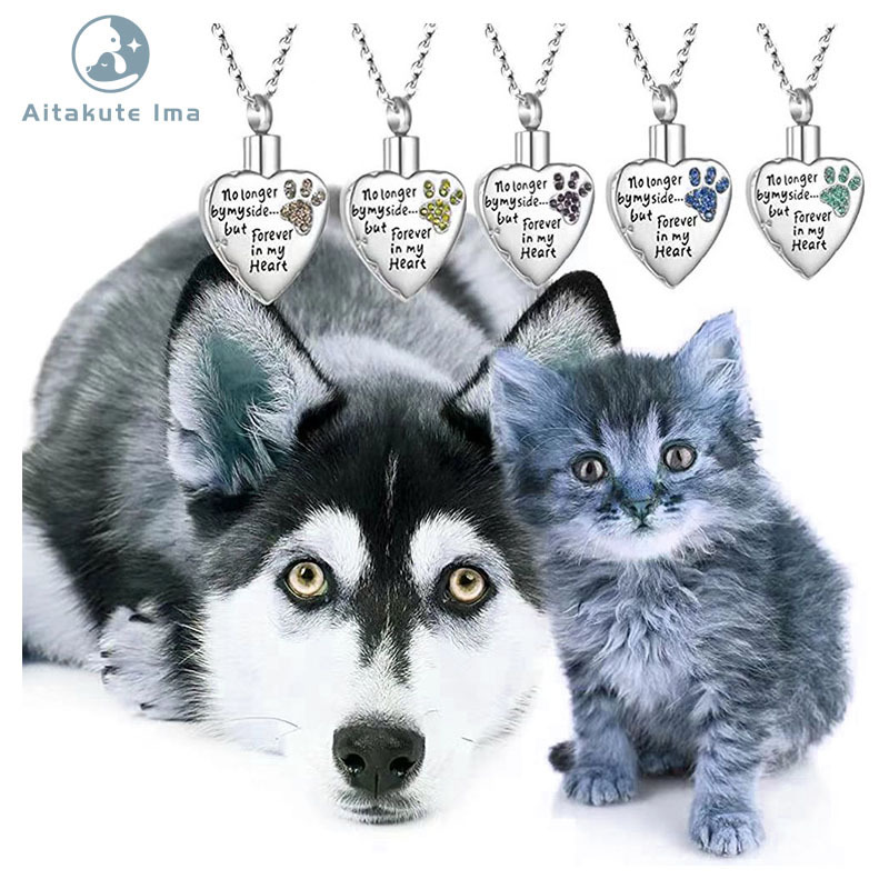 Urn Necklaces For Ashes No Longer By My Side But Forever In My Heart Locket Cremation Urn Necklace For Pet Dogs Cats Ashes