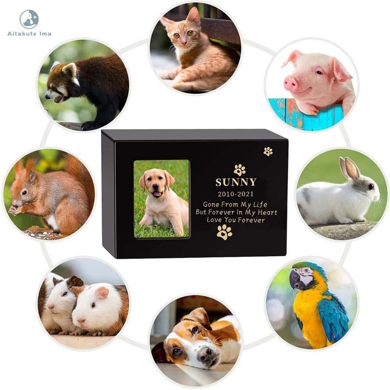 Customized Free-carved Pet Urn Wood Keepsake Memorial Ashes Photo Frame From Cats And Dogs