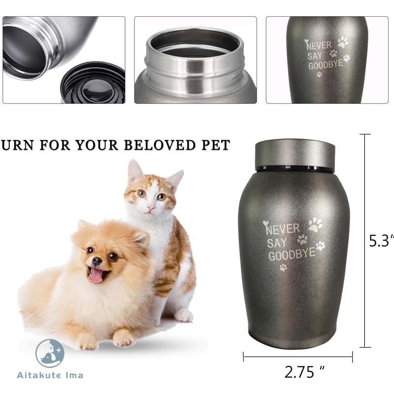 2024 Custom Hot Sell Small Size Stainless Steel Pet Memorial Urn Cats Dogs Ashes Caskets Metal Pet Urns For Dogs Ashes