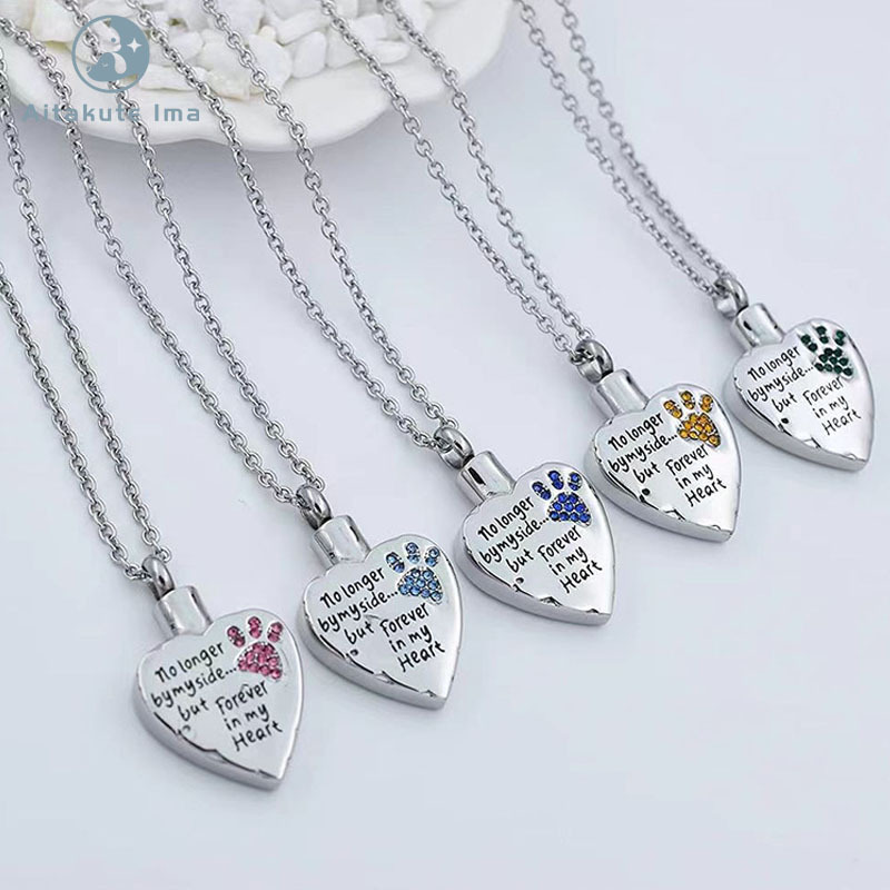 Urn Necklaces For Ashes No Longer By My Side But Forever In My Heart Locket Cremation Urn Necklace For Pet Dogs Cats Ashes