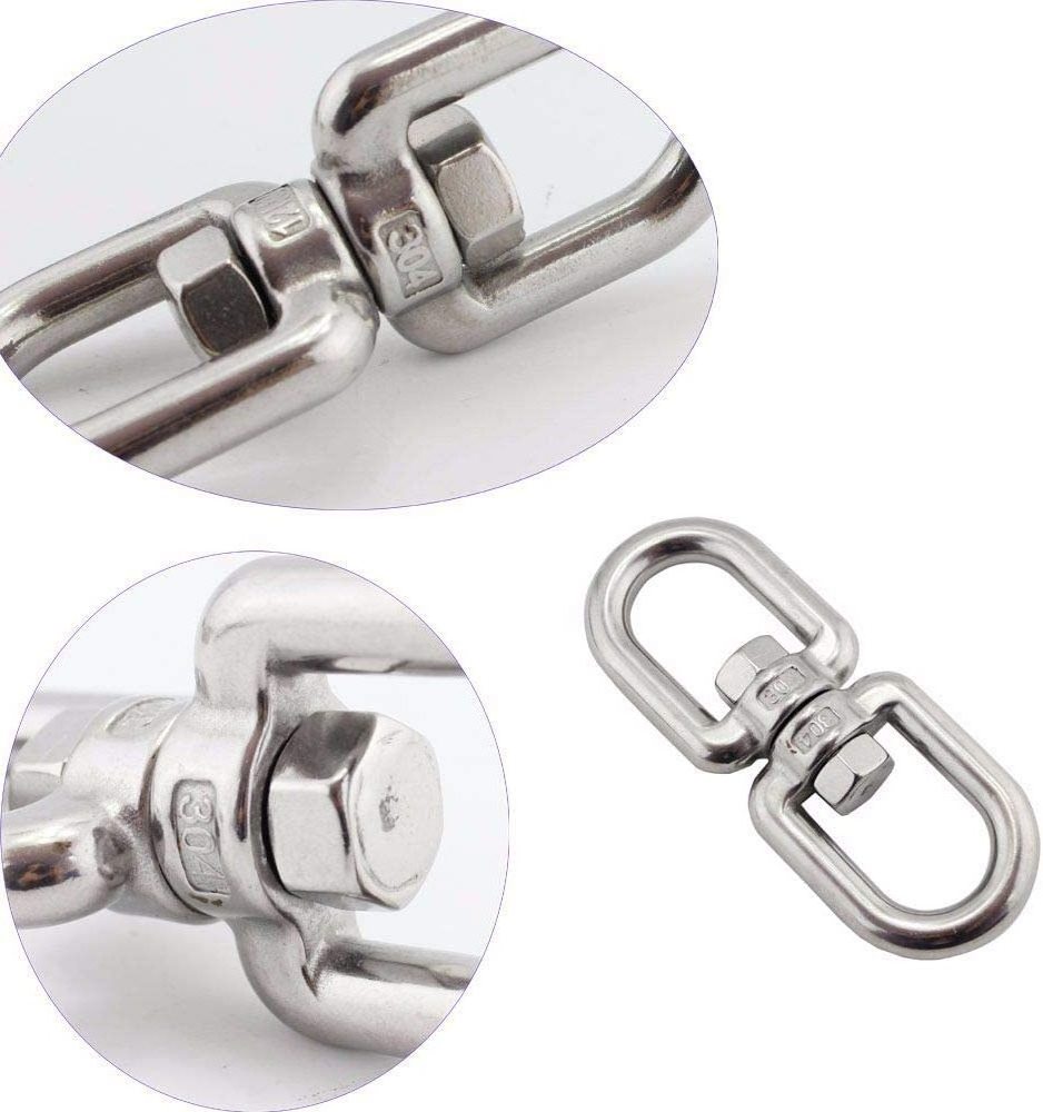 M4 Double Ended Swivel Eye Hook 304 Stainless Steel Eye to Eye Swivel Shackle Ring Connector