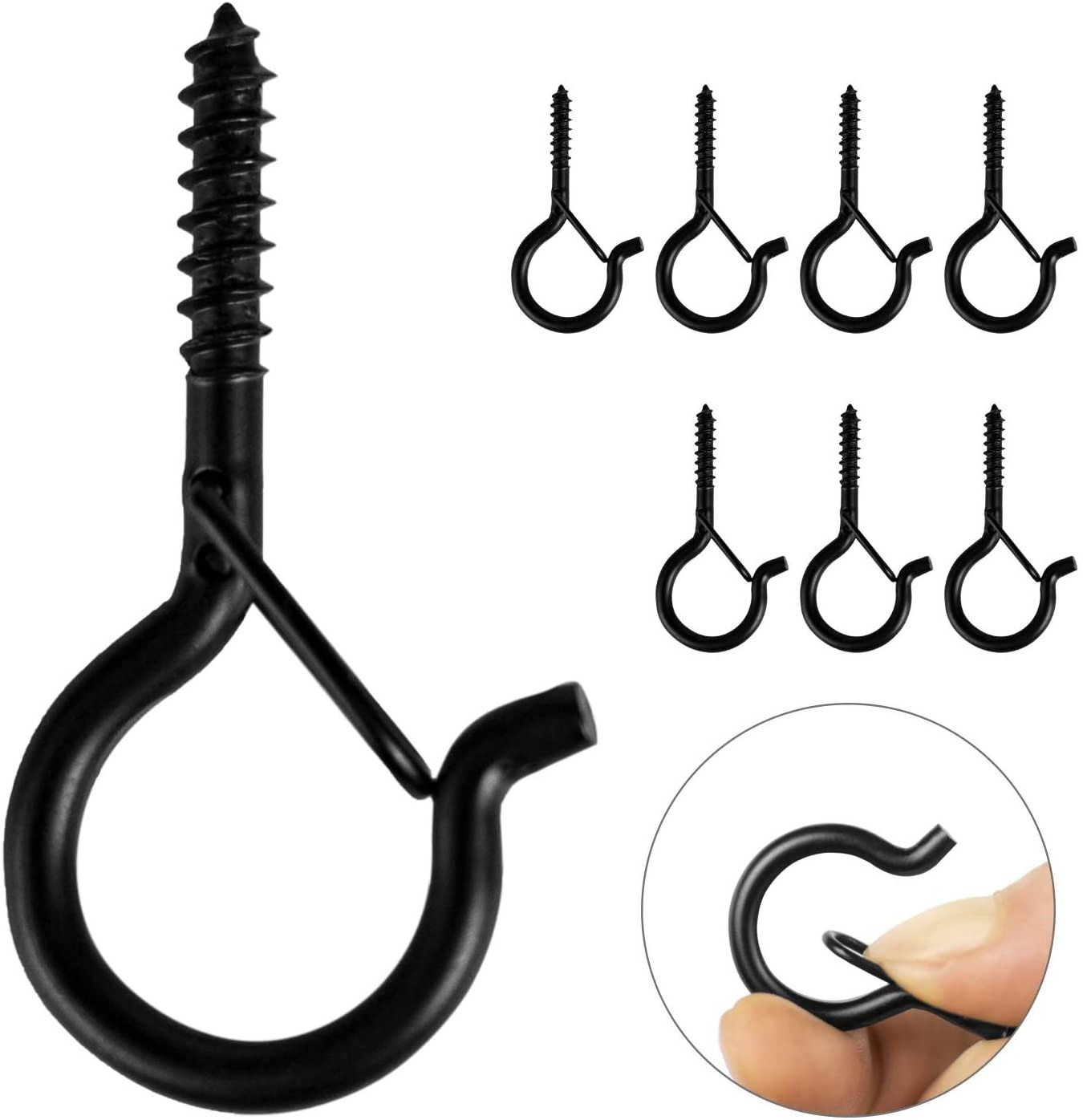 Q-Hanger Steel Screw Hooks with Safety Buckle Design Windproof Ceiling Hooks Outdoor String Lights Plant Wind Chime Hanging