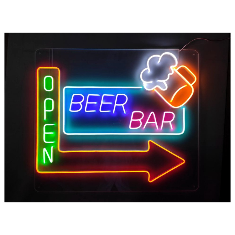 Waterproof Christmas Custom Plastic Bar Angel Wings Acrylic Neon Luz Letreros Party Strip Light Rgb Beer Sign Flex Led Neon