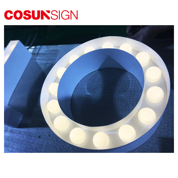 led 3D acrylic name board design for shop bulb light sign