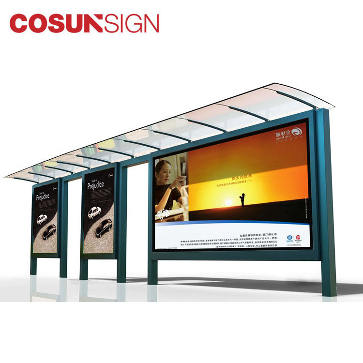 outdoor advertising solar bus shelter, solar bus stop shelter prices chinese supplier