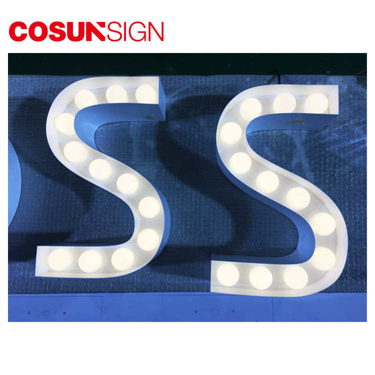 led 3D acrylic name board design for shop bulb light sign