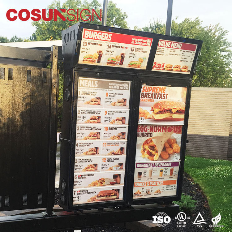 Electric Light Change Fast Food Stand Frame Outside Coffee Shop Outdoor Restaurant Display Drive Thru Led Digital Menu Board