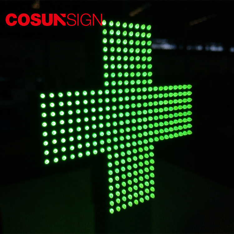 Cosun Sign Outdoor led cross sign in pharmacy green signage