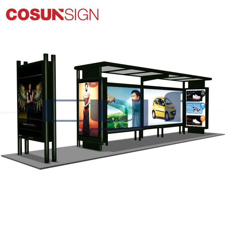 outdoor advertising solar bus shelter, solar bus stop shelter prices chinese supplier