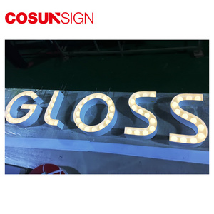 led 3D acrylic name board design for shop bulb light sign