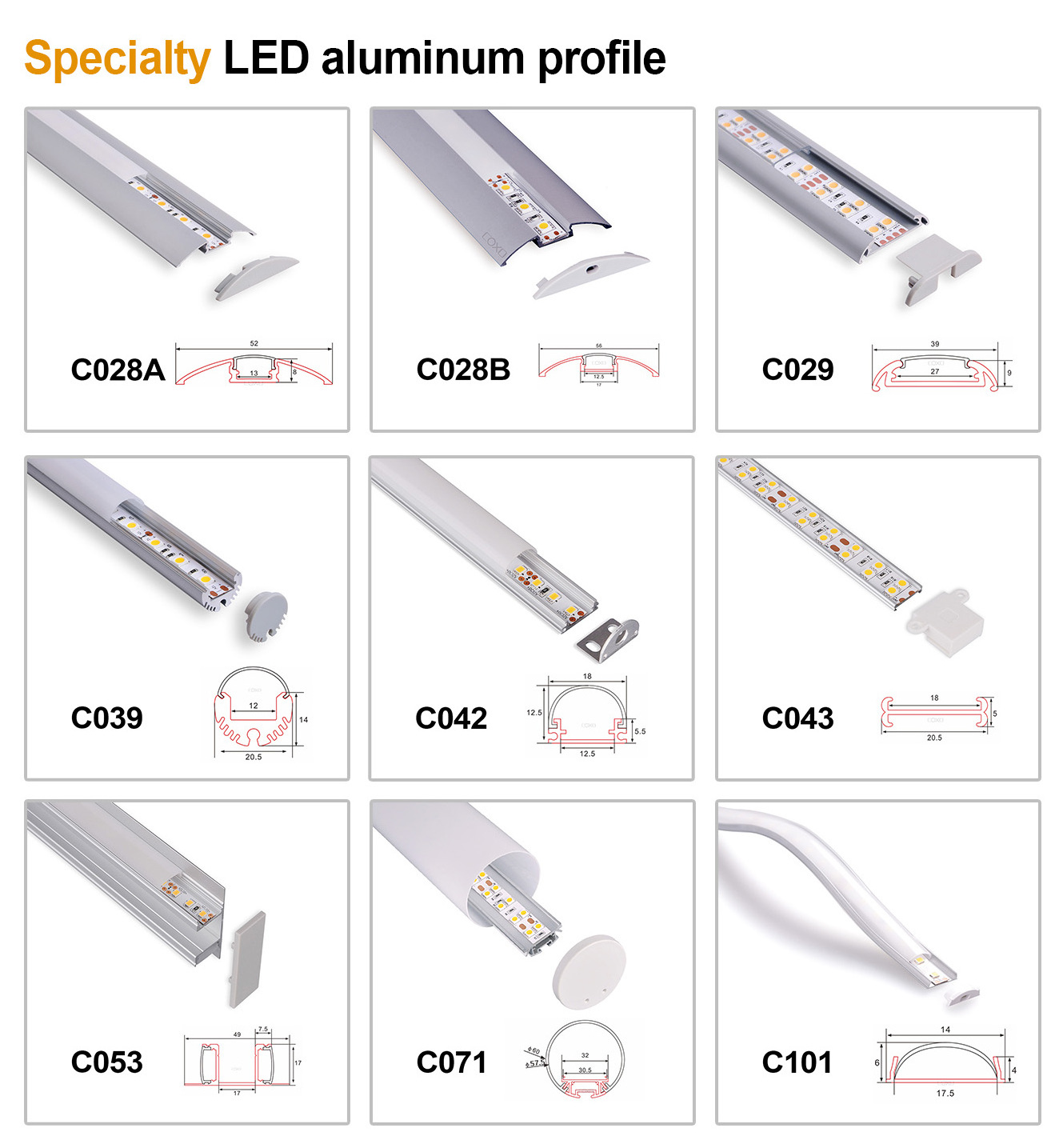 led aluminum profile channel high quality for strip light drywall aluminum led profile