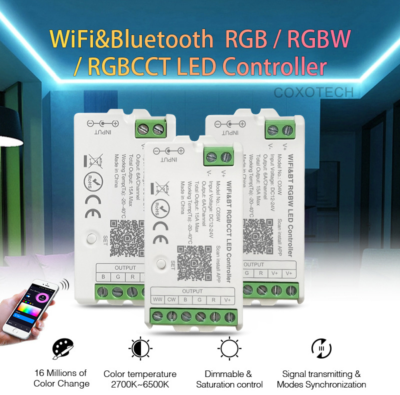 COXOTECH wifi tuya rf rgb led controller smart lighting rgb rgbw with dmx remote dimmers tuya led controller