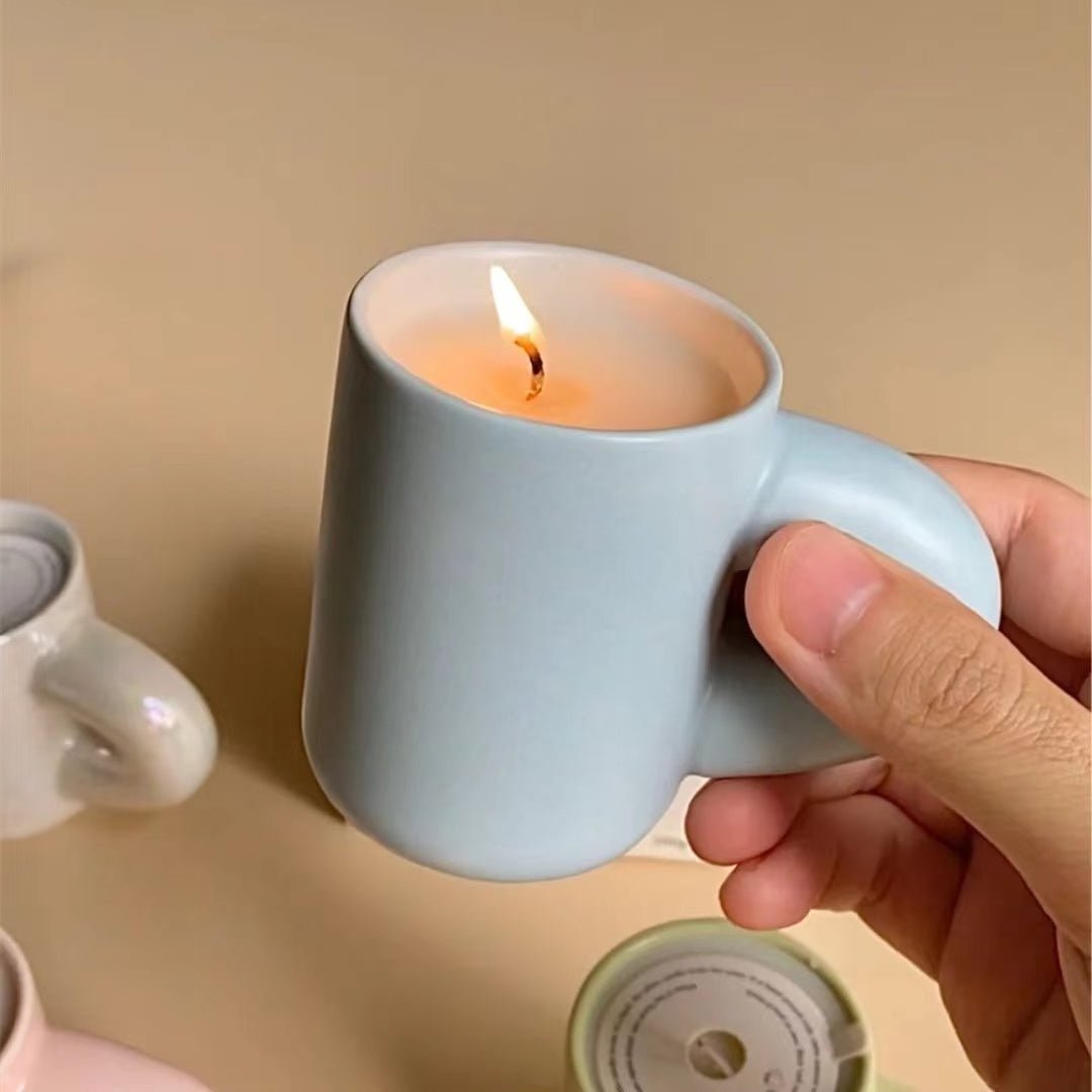 Mini Nordic unique design ceramic Cute Chubby Creative Mug Candles Soy wax Creative Scented Candles