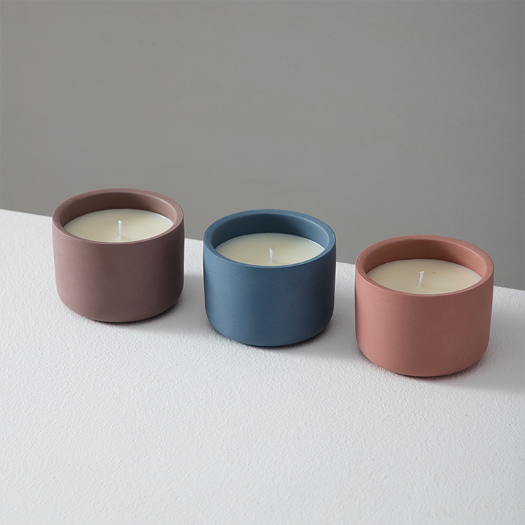 wholesale tabletop home 10oz short ceramic candles container matte candle vessels with lid for decorative