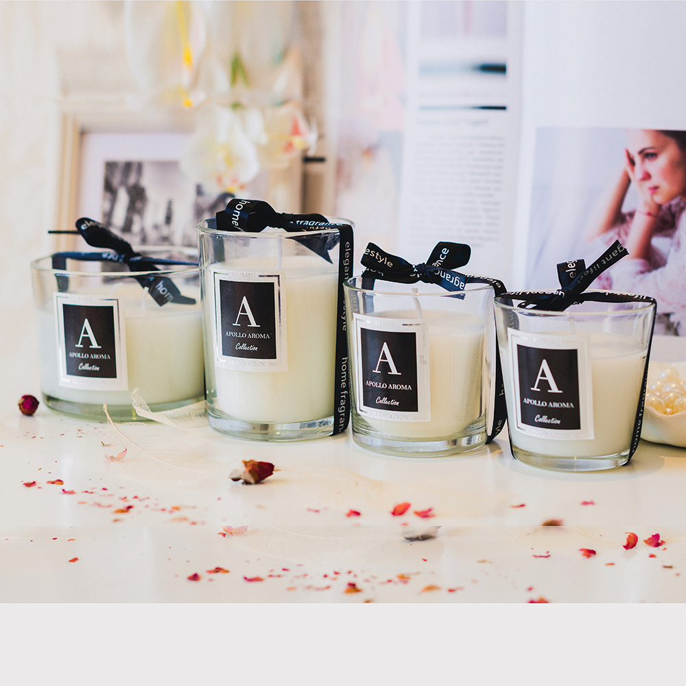 aroma supplies wedding decor in bulk gift private label wholesale aromatherapy custom luxury soy wax scented glass jar candles