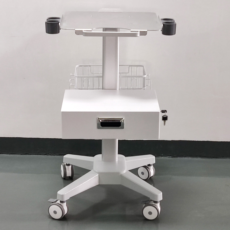 Medical Crash Cart with Wheels Modern Design Hospital Trolley for Ultrasound Machine Aluminum & ABS Material for Outdoor Use