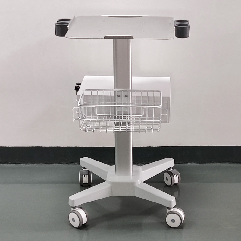 Medical Crash Cart with Wheels Modern Design Hospital Trolley for Ultrasound Machine Aluminum & ABS Material for Outdoor Use