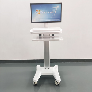 Adjustable Height Standing Rolling Computer Workstation Trolley Cart with Drawers for Hospital Furniture