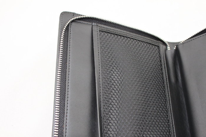 PU Leather zipper file folder portfolio case with card holders