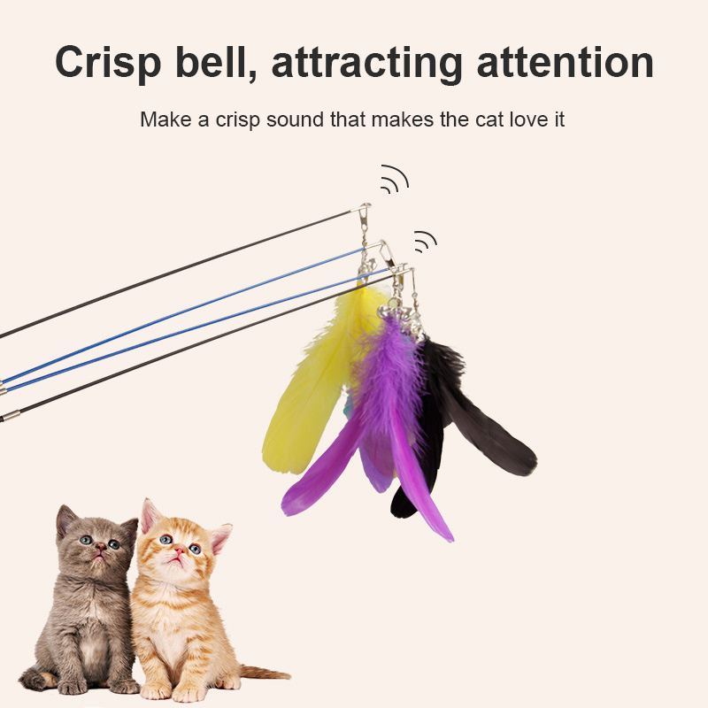 Cat Toy Flexible Interactive Cat Feather Toy Teaser Stick With Bell