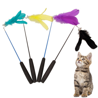 Cat Toy Flexible Interactive Cat Feather Toy Teaser Stick With Bell