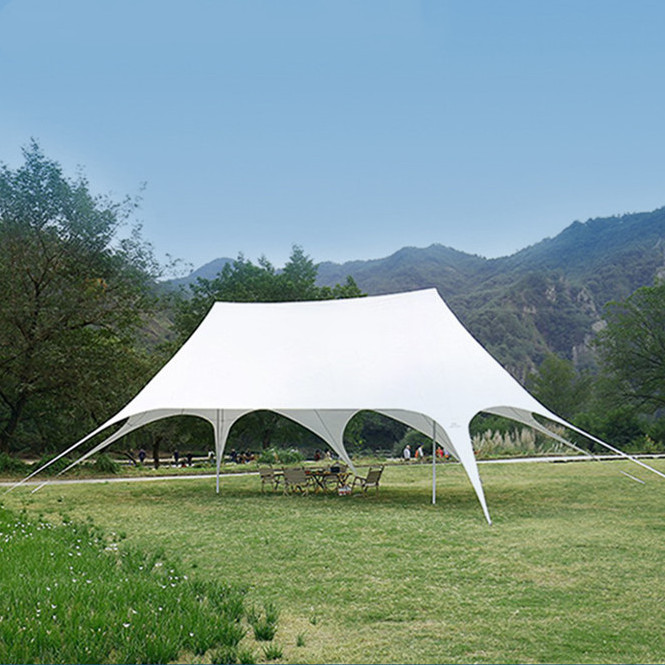 Outdoor Camping Flat-top Canopy Tent 8 Legs Waterproof Sunscreen Curtain Portable Beach Picnic Awning