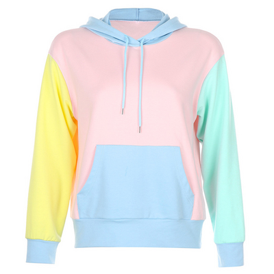 Custom Cotton Streetwear Sweatshirts Hoodies Casual Color Block Fleece Fashion Screen Print Color Block Pullover Hoodie