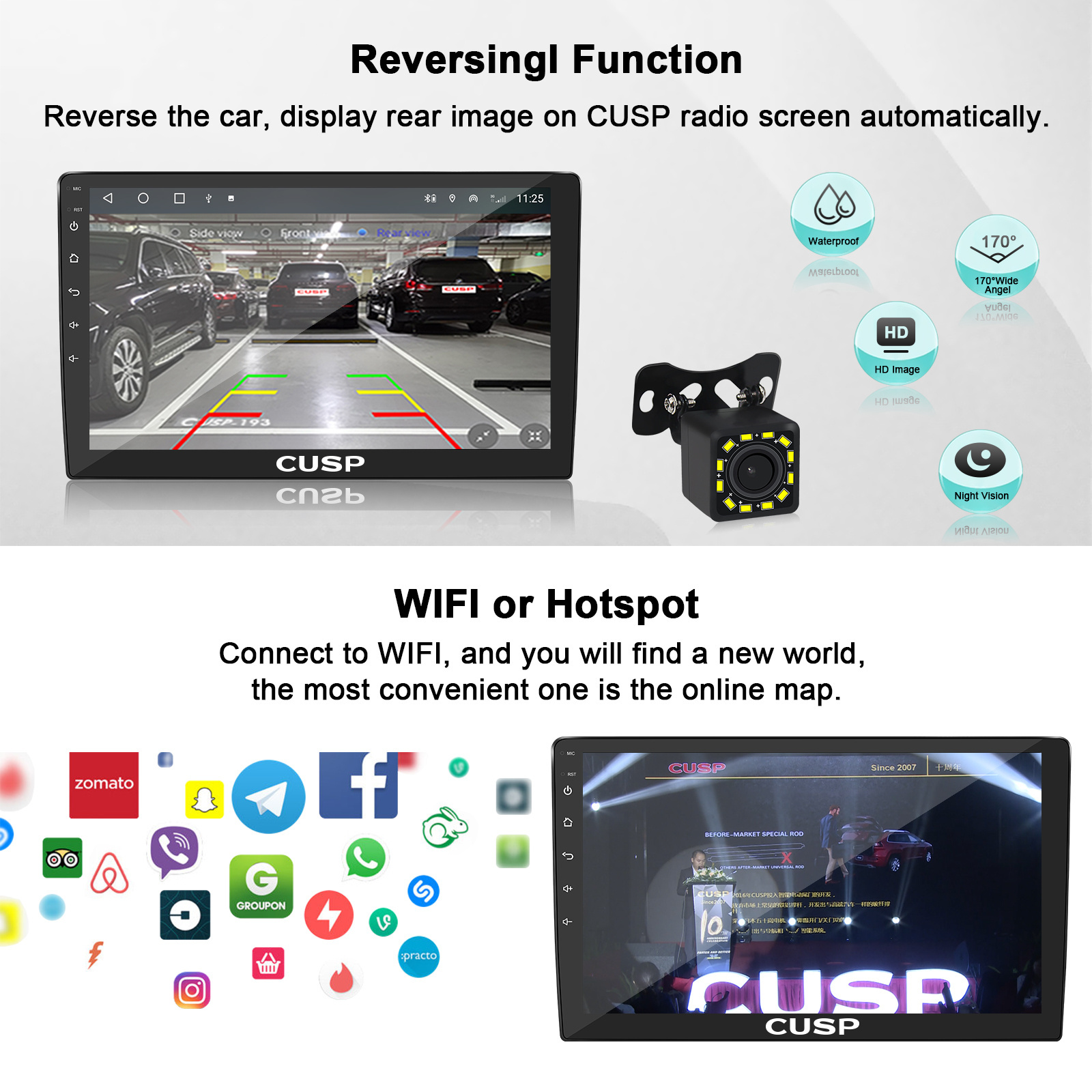 CUSP 10 Inch 9 Inch Android Double DIN 1DIN FM BT HD IPS Screen Car Stereo Radio Multimedia In Dash Kit Head Unit GPS Navigation