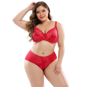 Large breasts fat  girls women plus size xl lace lingerie panties big cup bra and underwear sets for ladies