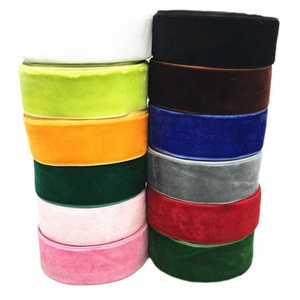 Supply 6-50MM elastic stretch velvet ribbon gift bow band hair accessories flocking band