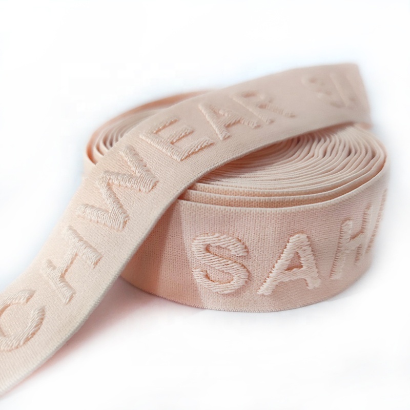 custom embossed and debossed logo elastic webbing band strap for underwear