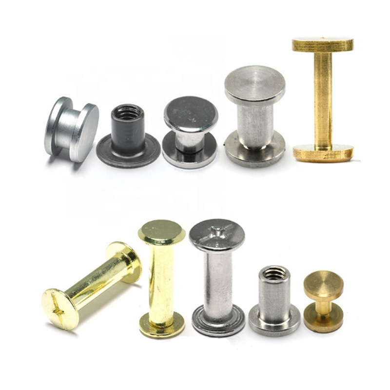 Custom M3 M4 M5 M6 M8 M10 M12 Stainless Steel Copper  Metal  Rivet Chicago Screw use for  leather belt