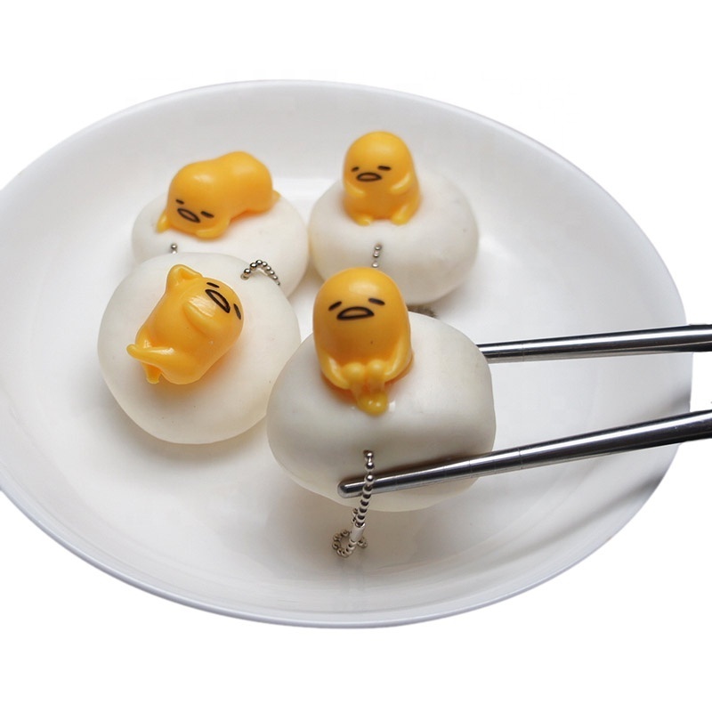 Soft Rubber Japanese Kawaii Stretchy Toy Squishy  Food Toys Lazy Egg Keychain Creative Gudetama Toys