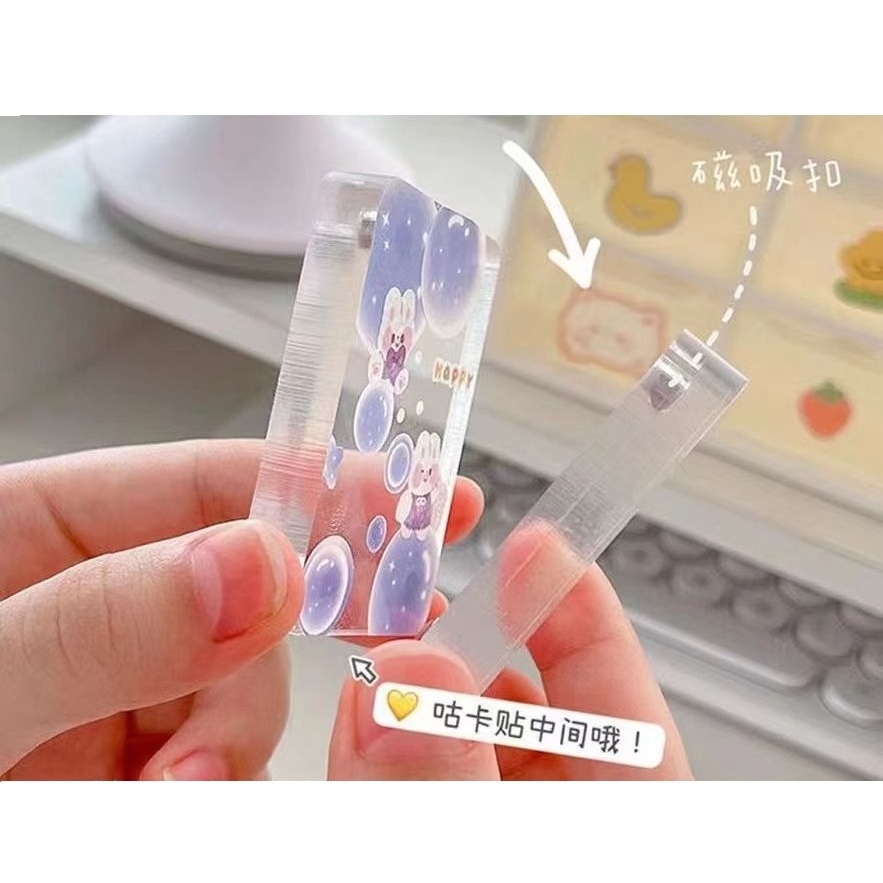 Custom Acrylic Block Magnetic Mini Goo Card Cartoon One Inch Photo Card Bricks Sticker for Student Kids