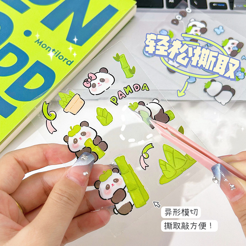 Waterproof PET Cute Kawaii Cartoon Panda Sticker for Phone Cup Bottle