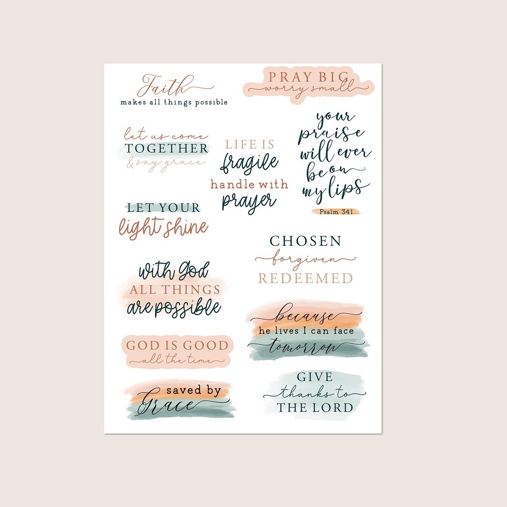 Custom Printed Religious Bible Quote Biblical Verse Christian Sticker