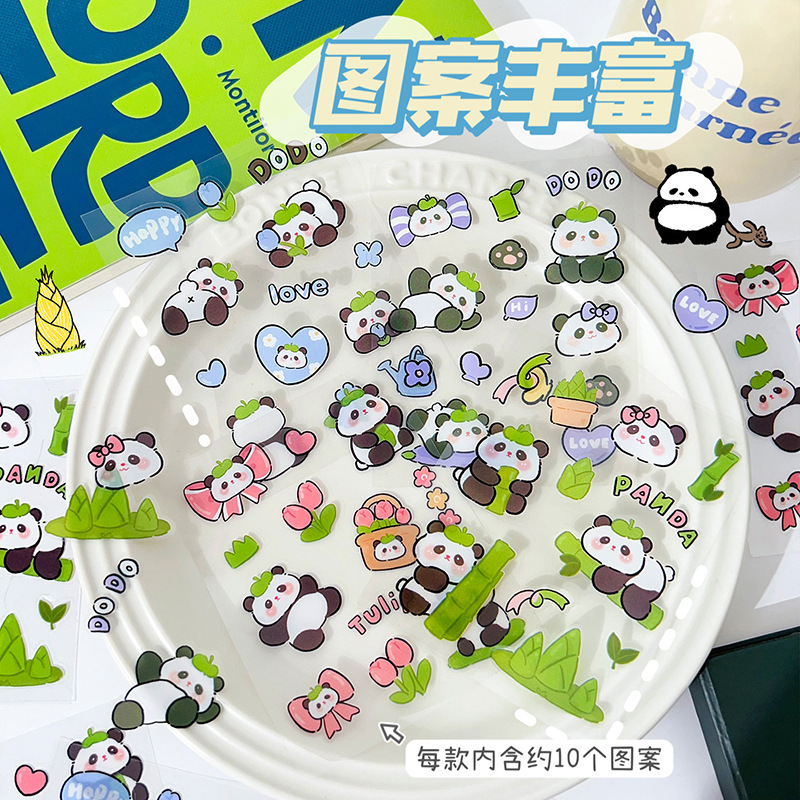 Waterproof PET Cute Kawaii Cartoon Panda Sticker for Phone Cup Bottle