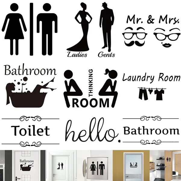 Home Decor Room Door Decal Sticker for Toilet