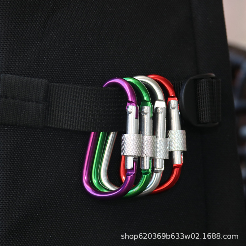 Wholesale Galvanized Mountaineering Zinc Alloy Key Ring Tactical Clip Carbon Metal Lanyard Carabiner Snap Hooks