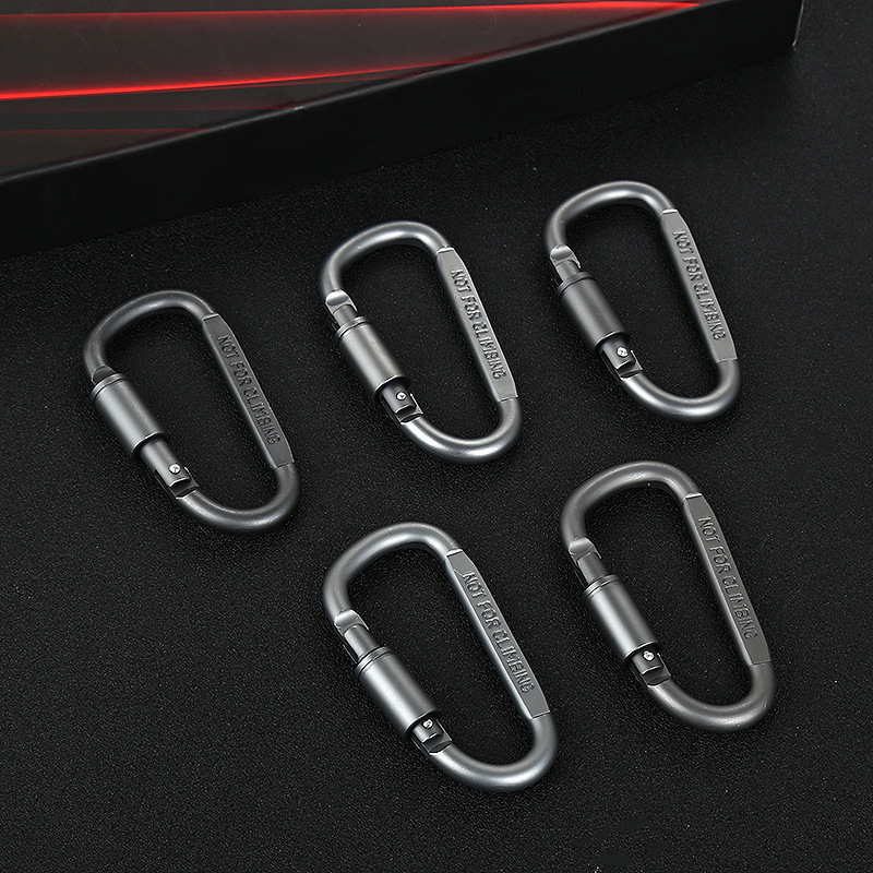 Wholesale Galvanized Mountaineering Zinc Alloy Key Ring Tactical Clip Carbon Metal Lanyard Carabiner Snap Hooks