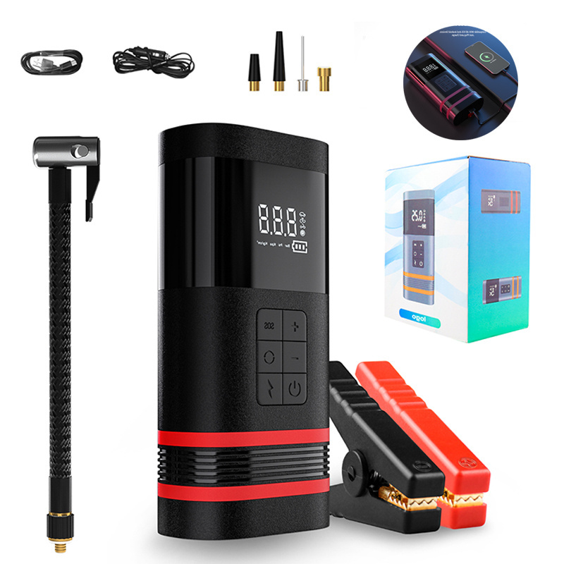 Emergency Kit 12V Air Compressor Tire Inflator 7500mAh Cordless Portable Jump Starter Car Jump Starter Power Bank For Outdoor