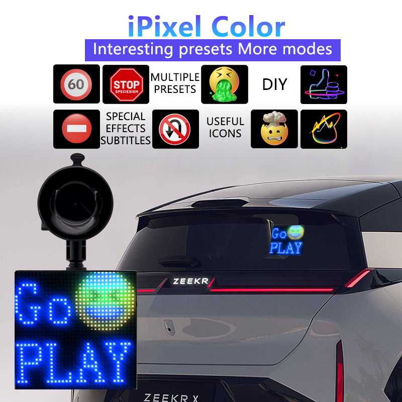 Car Led Screen Pixel Art Display 32X32 App Cellphone Control Programmable Led Car Rear Window Digital Display