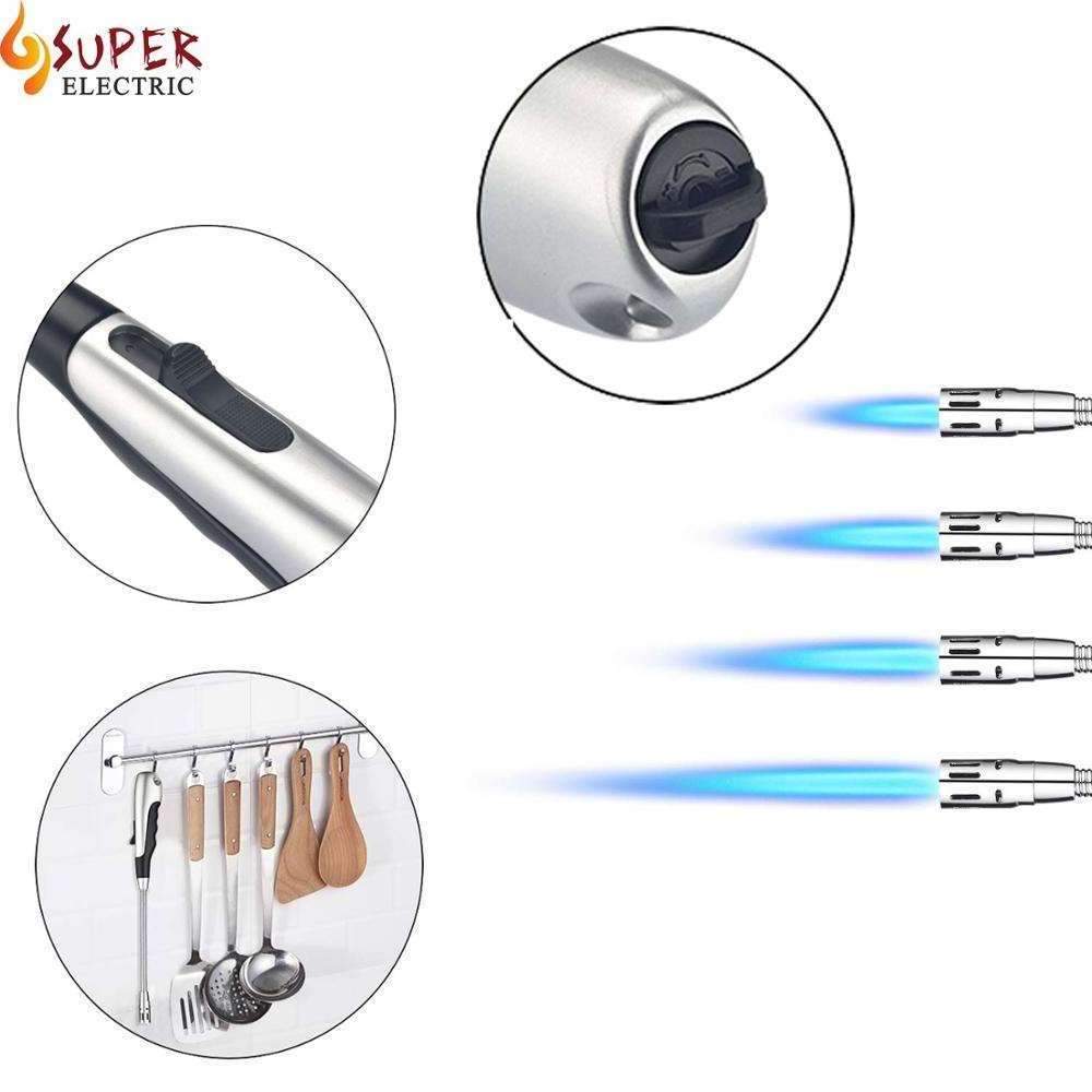 Refillable Butane Torch Lighter Stove Kitchen Candle Grill Gas Jet Flame Torch lighter with  Long Flexible Neck