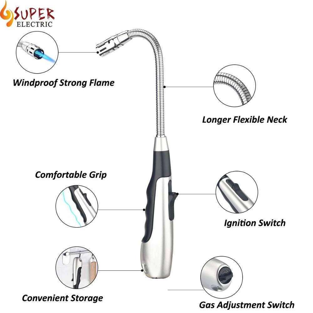 Refillable Butane Torch Lighter Stove Kitchen Candle Grill Gas Jet Flame Torch lighter with  Long Flexible Neck