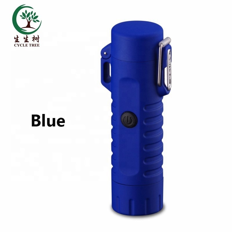 Hot selling flameless windproof waterproof  recharge arc usb lighter dual arc electric cigarette cigar lighter with flashlight