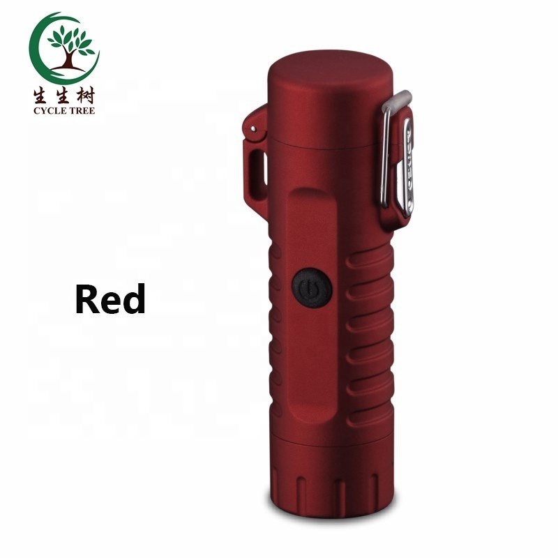 Hot selling flameless windproof waterproof  recharge arc usb lighter dual arc electric cigarette cigar lighter with flashlight